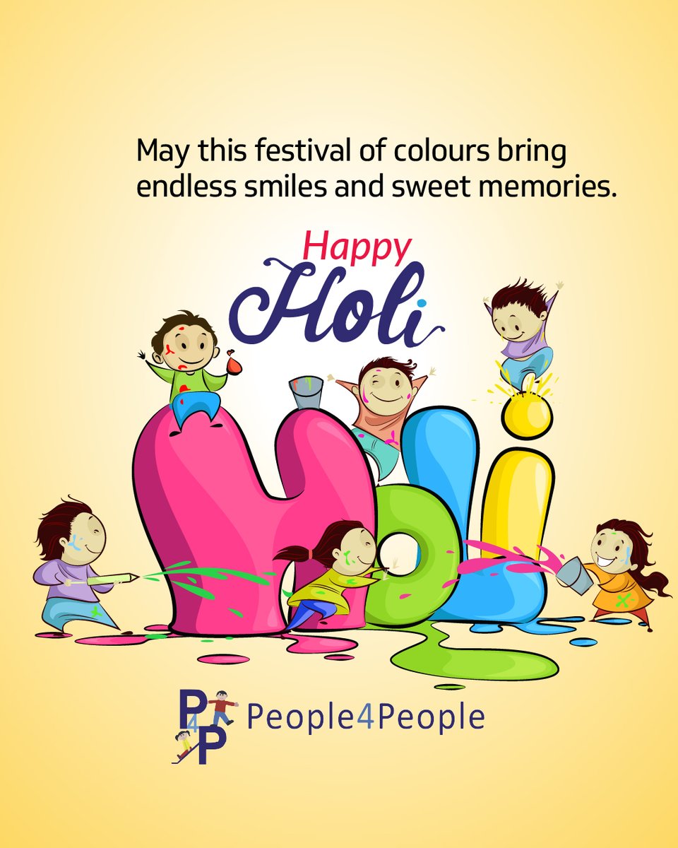 P4pinitiatives's tweet image. Holi reminds us that the world is more beautiful in colour and so is humanity when we come together. This festival, we celebrate every child, family, and community we serve. You are the colour in our mission. Happy Holi!

#people4people #holihai #coloursofindia #happyholi