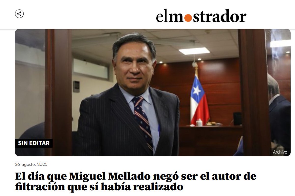 ¿Eres el mismo <a href="/melladosuazo/">Miguel Mellado Suazo</a> que grabó como delincuente una reunión con el Presidente <a href="/GabrielBoric/">Gabriel Boric Font</a>, la difundió y luego negó haberla filtrado?
Háblanos de credibilidad, inmoral.