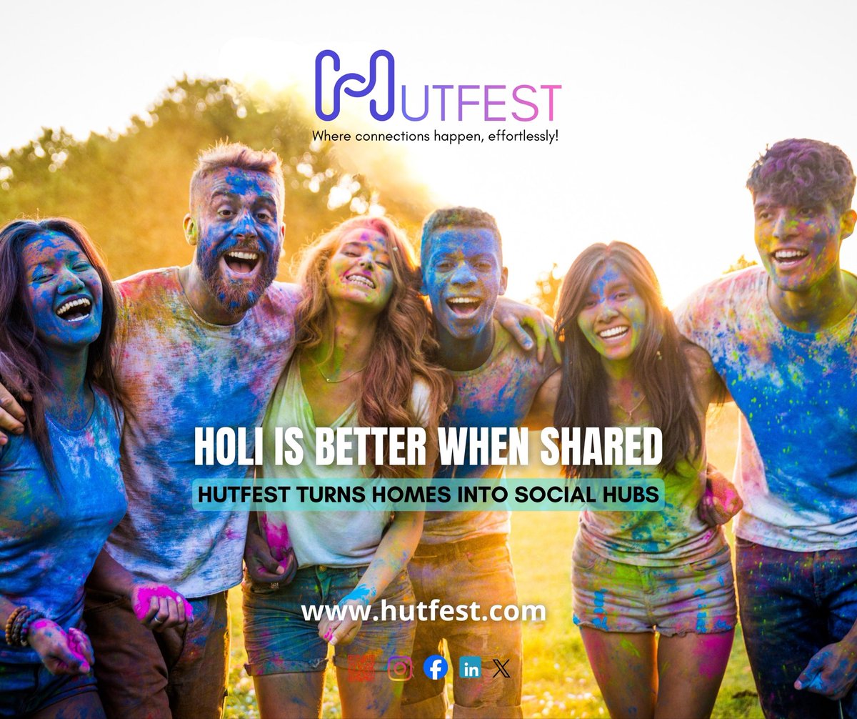 Hutfest's tweet photo. Holi is better when shared. ✨

At Hutfest, we believe every home can become a space where people connect, celebrate and feel a sense of belonging.

This Holi, choose togetherness.
Wishing you a colorful, joyful, and meaningful Holi. https://t.co/ZbgvEjTok3 https://t.co/FSdYvAdx2D