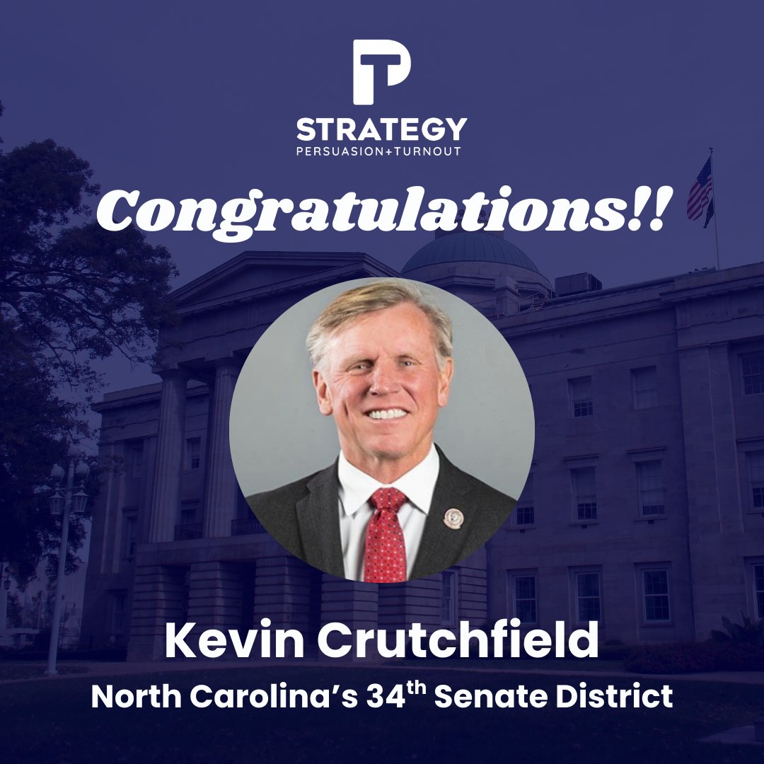 Congratulations to <a href="/Crutchfield4NC/">Kevin Crutchfield</a> on winning the Republican primary for North Carolina's 34th Senate District!