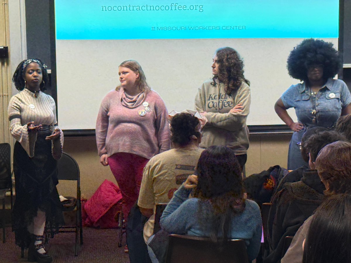 moworkerscenter's tweet photo. 💥BREAKING💥St. Louis service workers won’t let the bosses drown out our voices 🗣️
#MOworkers, @SBWorkersUnited members, and community allies are gathering for the Food Service Workers’ Town Hall because we’re serious about demanding a voice on the job — and across the industry! https://t.co/NsSqBhijMP