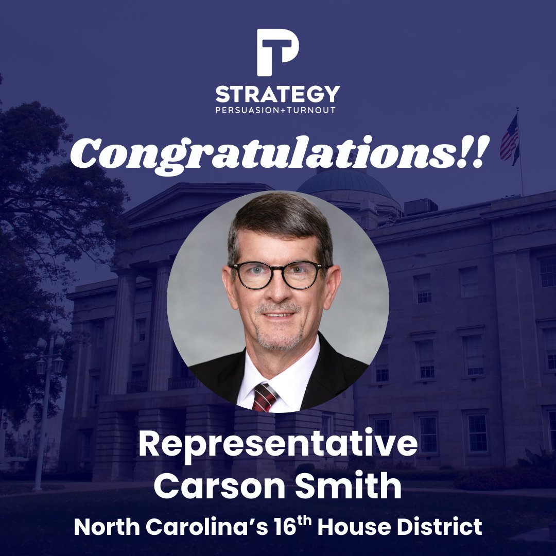 Congratulations to Representative Carson Smith
on winning the Republican primary for North Carolina's 16th House District!