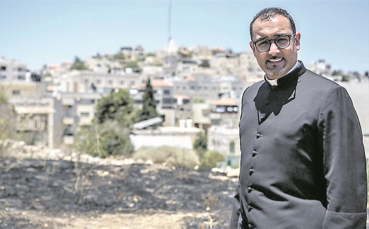 Father Bashar Fawadleh, parish priest of Christ the Redeemer in the Christian village of Taybeh: “What is happening in Taybeh — the attacks by Israeli settlers — is a plan to ethnically cleanse the Palestinian Christian.”  

The Christian village of Taybeh, east of Ramallah, in