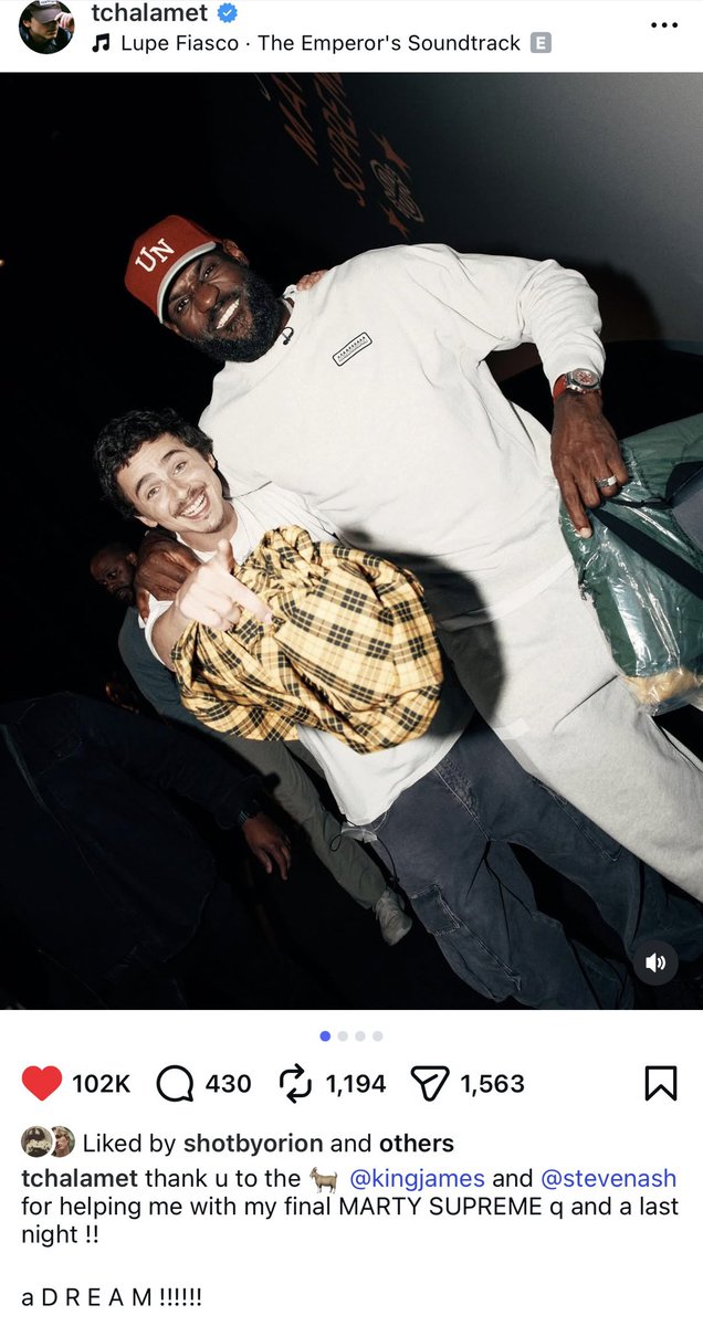 Tristaf14's tweet image. Timothée Chalamet Via Instagram with LeBron James and Steve Nash for the last Marty Supreme Q&amp;amp;A 🏀 So cool! @RealChalamet #TimothéeChalamet #LebronJames