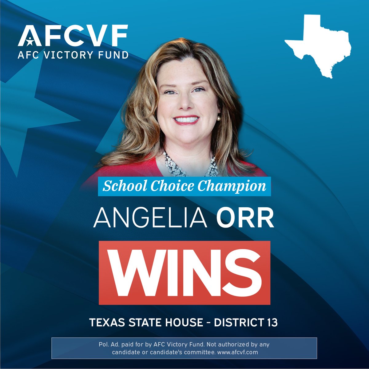 AFC Victory Fund celebrates school choice champion Angelia Orr on her primary victory in Texas!