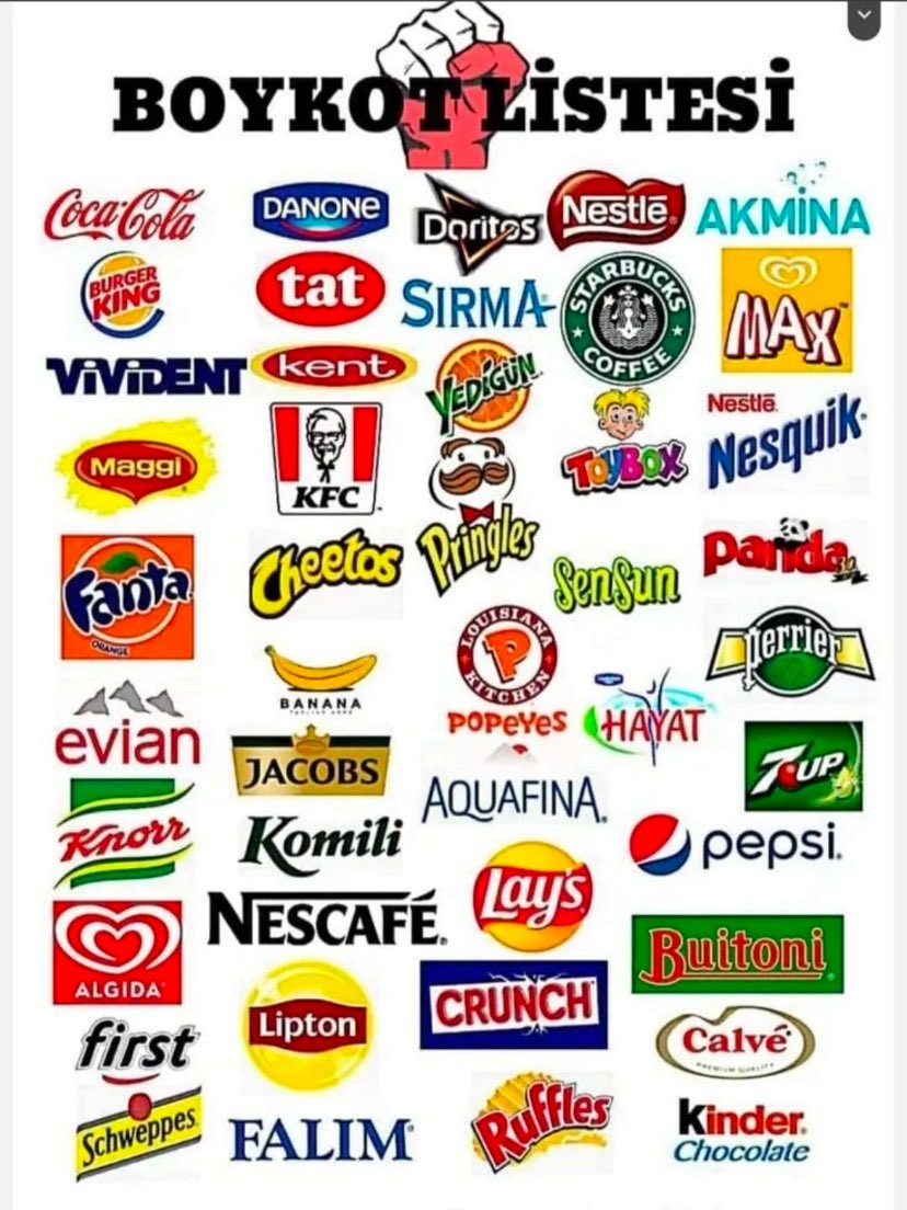 borsa_fisilti's tweet photo. İSRAİL ÜRÜNLERİ TAM LİSTE!

Bunu çoğaltıp cuma namazı çıkışlarında dağıtmak lazım

Tüm gençlerin listeyi telefonlara kaydetmesi lazım 

Çünkü bu listenin sahipleri sizin gençliğinizi çalan,kim,nefret dolu siyonizmin finanse edildiği listedir

BUNU DAĞITMAK YAYMAKTA İNSANLIĞIN GÖREVİDİR

#Iran #GlobalEvilZionism #TelAvivBlast 

#Muslim #abd #Israel #IranWar