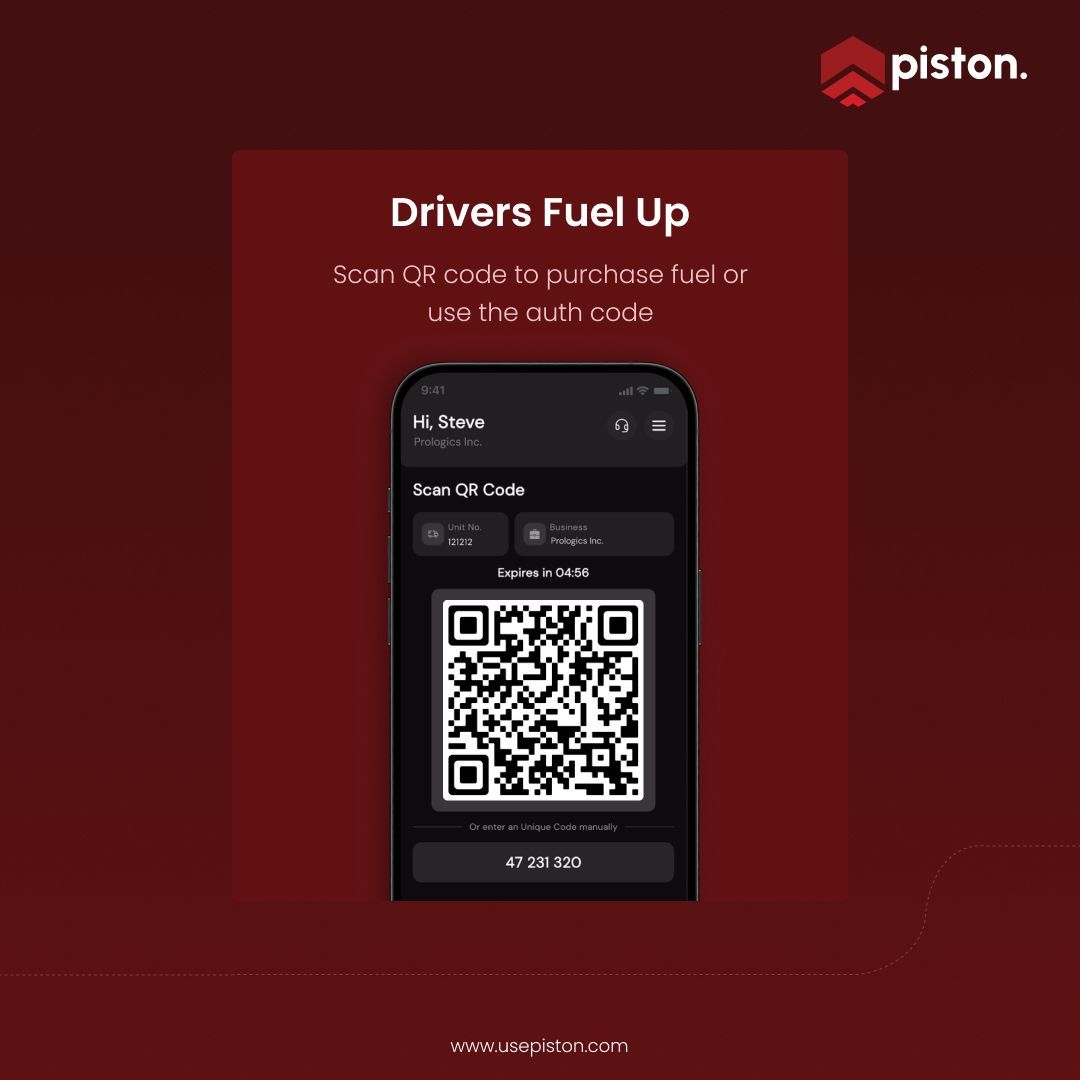 PistonPay's tweet photo. Piston makes fleet fueling simple, secure, and instantly rewarding. See how easy it is to save on every fill-up! Book a demo - https://t.co/8patiD2mOg . #PistonPaySolution #QRSystem #AutomatedSavings #smartfueling #fleetfueling https://t.co/W5Rsje3qWu