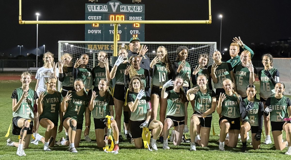 Hawks_Flag's tweet photo. Viera girls flag moves to 4–0, completing the season sweep of Titusville with a gritty 15–13 win. Hawks keep soaring. 🦅💚 #VieraFlagFootball #4and0 #SweepTheSeries https://t.co/wRfjeV1gW7