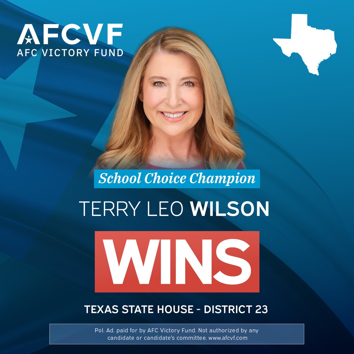 AFC Victory Fund celebrates school choice champion Terri Leo Wilson on her primary victory in Texas!