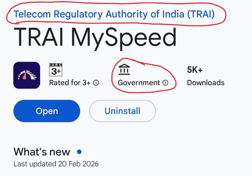 MrDebarshi's tweet photo. भारत सरकार का नया इंटरनेट स्पीड टेस्ट ऐप @TRAIMYSPEED यह बहुत बढ़िया है। स्पीड टेस्ट के बाद ऐप दिखाता है कि आपकी इंटरनेट स्पीड और कवरेज क्या है और नतीजे हमेशा के लिए मैप पर भी दिखते हैं। #TRAIMYSPEED @BSNL #BSNL4G #BSNL5G #TRAI #NEWS
ऐप का लिंक नीचे है: https://t.co/S9FroMTG4R https://t.co/Ns3Nn5nnWV