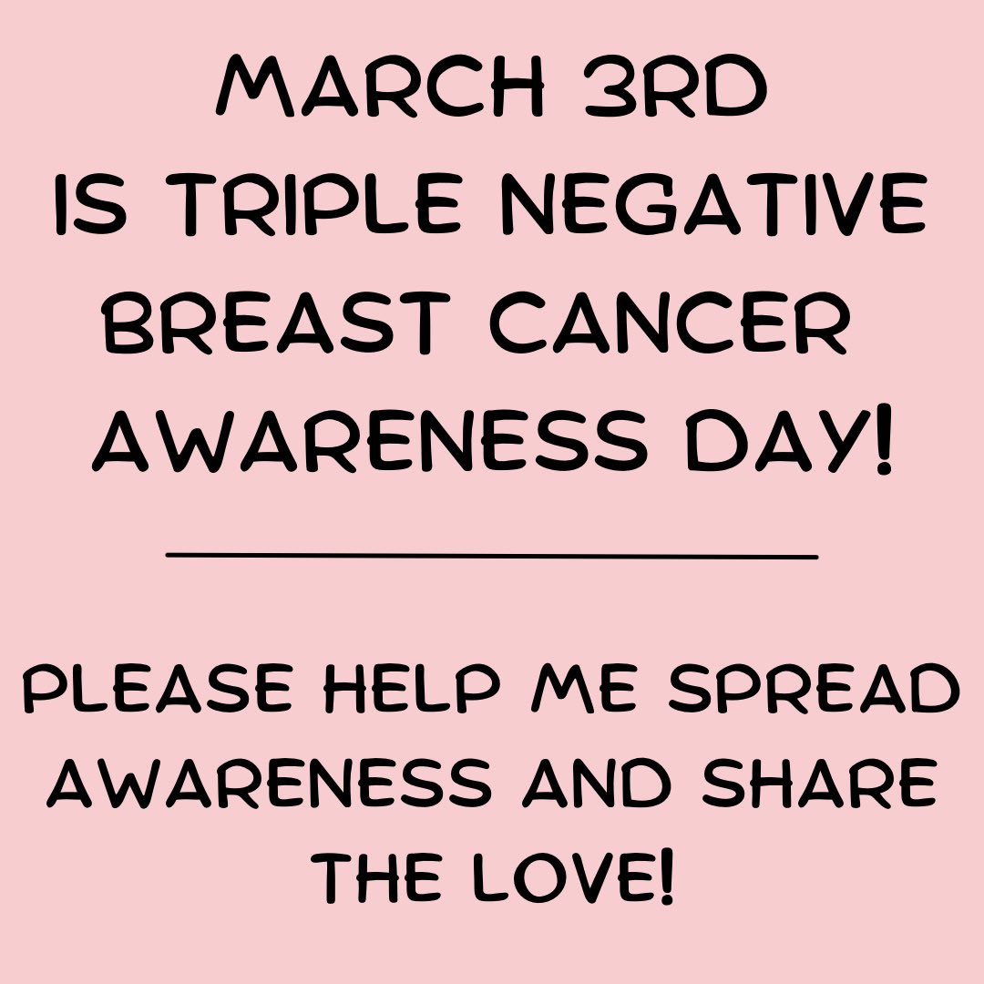 MichelleSandlin's tweet photo. Today is 3/3…Triple Negative Breast Cancer Awareness Day. 
What is TNBC? When I was diagnosed with triple-negative breast cancer on June 22, 2021, I didn’t have a clue! 

✨Very aggressive form of breast cancer! 

✨ Only 10-15% of all breast cancer is triple-negative!

✨ Linked to BRCA1 gene mutation!

🙏 In honor of TNBC Awareness Day, please consider ordering my book, “Cancer Don’t Care,” for you or someone you love: https://t.co/EaevFE8vxA