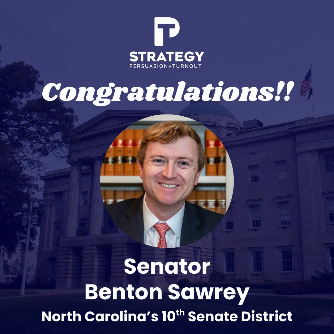 Congratulations to Senator Benton Sawrey
on winning the Republican primary for North Carolina's 10th Senate District!