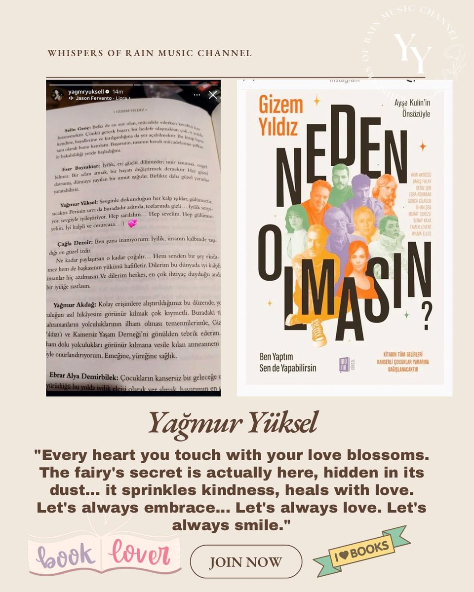 ✍️ 🤍Every Heart You Touch With Your Love Blossoms… 🤍🌧️

Some messages do not ask for attention.
They ask for reflection.

When Yağmur Yüksel lent her voice to the kindness-centered anthology created in honor of Gizem Yıldız in collaboration with Kansersiz Yaşam Derneği, she