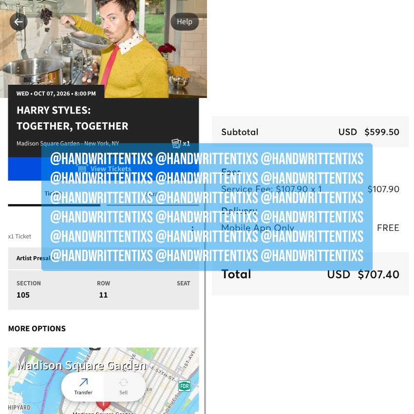 handwrittentixs's tweet photo. NEW YORK CITY HARRY STYLES fans, I have ONE ticket to the show on October 7th for $550 or less (PayPal fee included)! #TogetherTogetherTour 

If interested, please fill out the buyer form: https://t.co/uJntpYpaHc https://t.co/sb8xOxnFnF