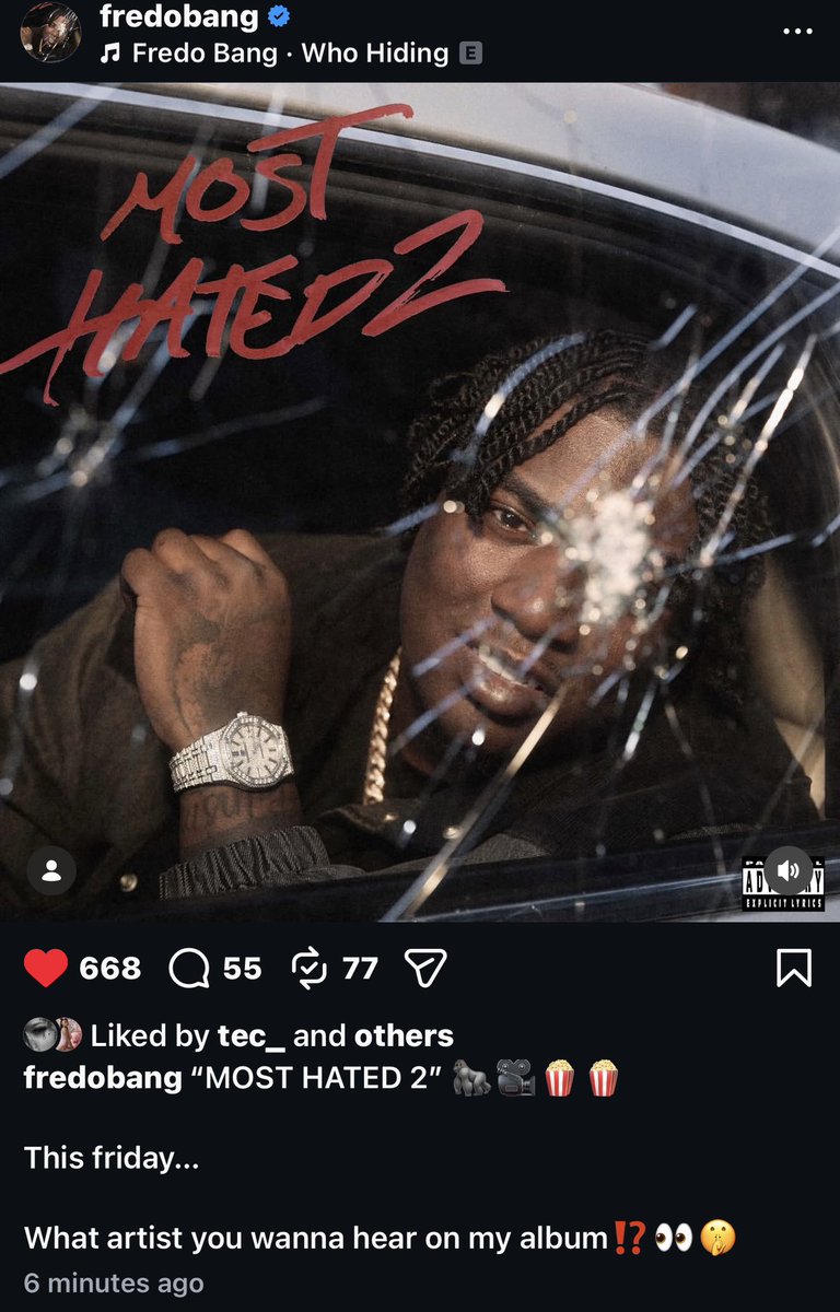 chris05770138's tweet photo. Aww shit big bro about to drop again Mr. NO SKIPS 🥱🦍🐐🔥 @FredoBang  go like share and comment https://t.co/zbafT5s3JV