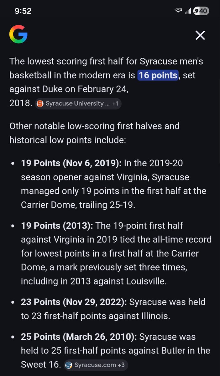 bmpaice's tweet photo. This is officially one of the worst first halves for any @Cuse_MBB team in the past two decades #WTF #Cuse #IBleedOrange #WeBleedOrange 🍊 https://t.co/1DSwVhAurp