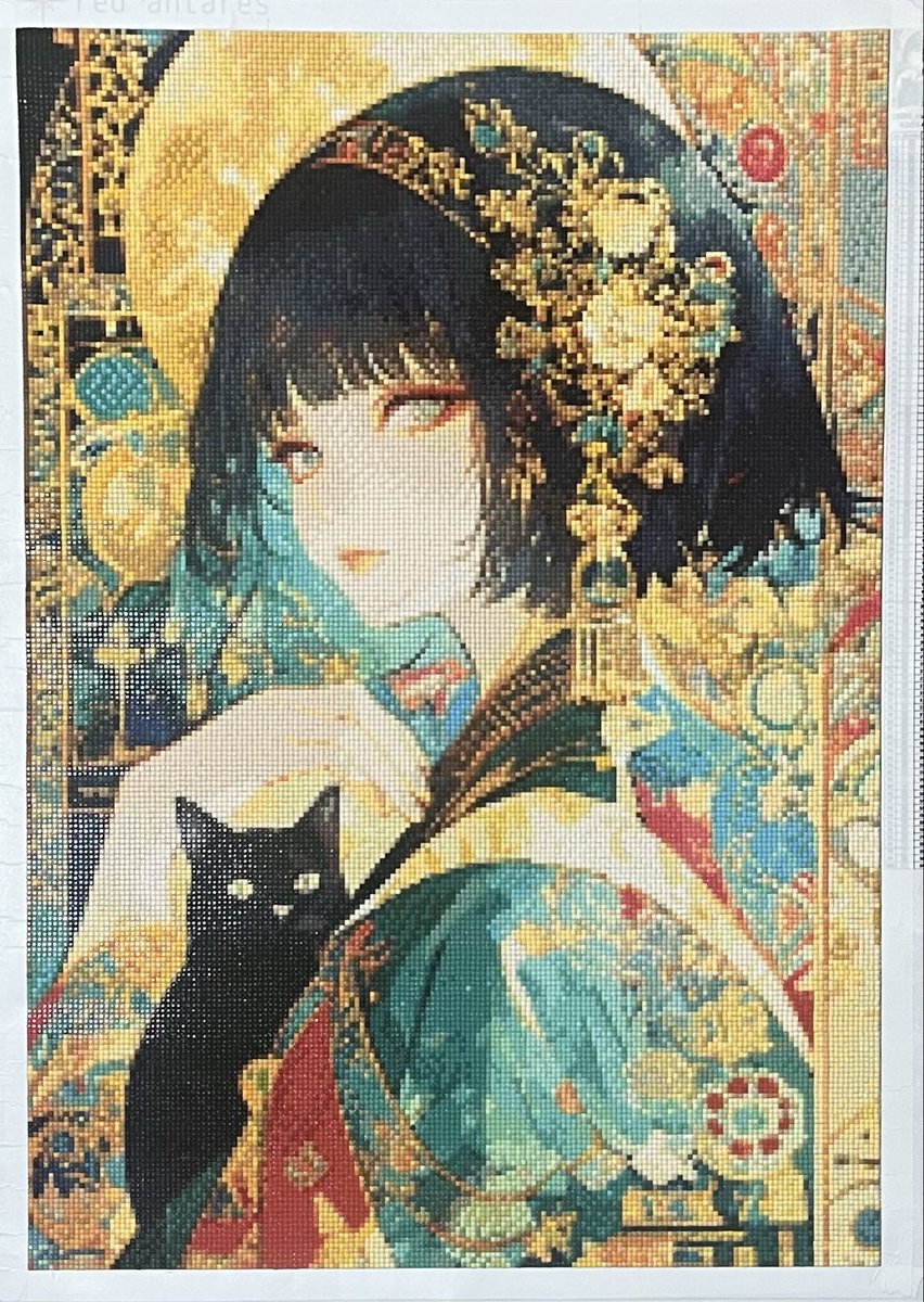 完成です✨ “The Golden Cat Priestess” 気になる隙間を作らずに仕上げ