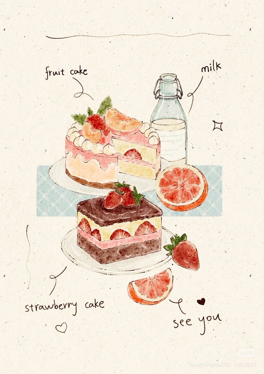 clairdelunnette's tweet photo. a heartfelt bedtime doodle. goodnight, world. 

may all of you wake up to strawberry patissires, creme brûlée and sponge cakes (because I can’t get these delicious treats out of my mind, so I’ve decided to sketch them out and live in the imagination of having eaten them). 🍓 https://t.co/9a3B1vtO5V