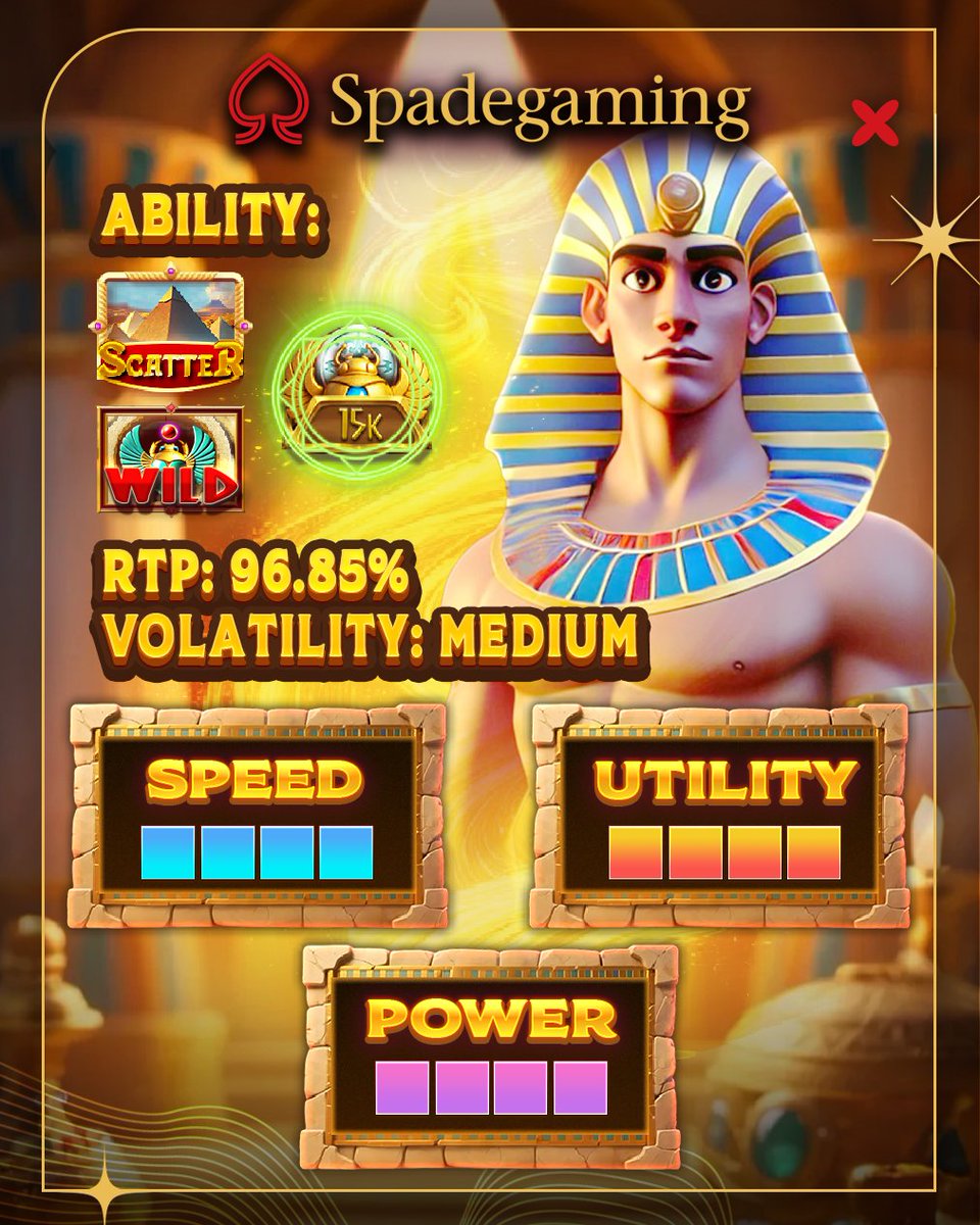 Spadegaming5's tweet image. Meet the Guardian of Pharaoh Gates

⚡ Abilities: WILD • SCATTER • Magic Portal • Coin Symbols
🎯 RTP: 96.85%
🔥 Volatility: Medium
🚀 Speed • Utility • Power: ⭐⭐⭐⭐⭐

Ready to unlock the gates at sgslot.com

#slotgame #games #spadegaming #PharaohGates
