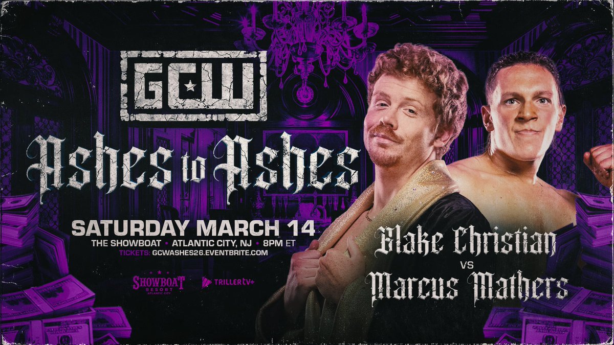 GCWrestling_'s tweet image. *AC UPDATE*

Just Signed Night 1:

BLAKE CHRISTIAN
v
MARCUS MATHERS

Plus:

night 1
Danger v Ciclope
JWM v Vipress
YDNP vs Ruckus/Freeze
Marko Stunt says ✌️

night 2
Atticus v Slade
Bear v Beast

Tix:

Sat 3/14 - 8PM
GCWASHES26.EVENTBRITE.COM

Sun 3/15 - 5PM
GCWFUN26.EVENTBRITE.COM