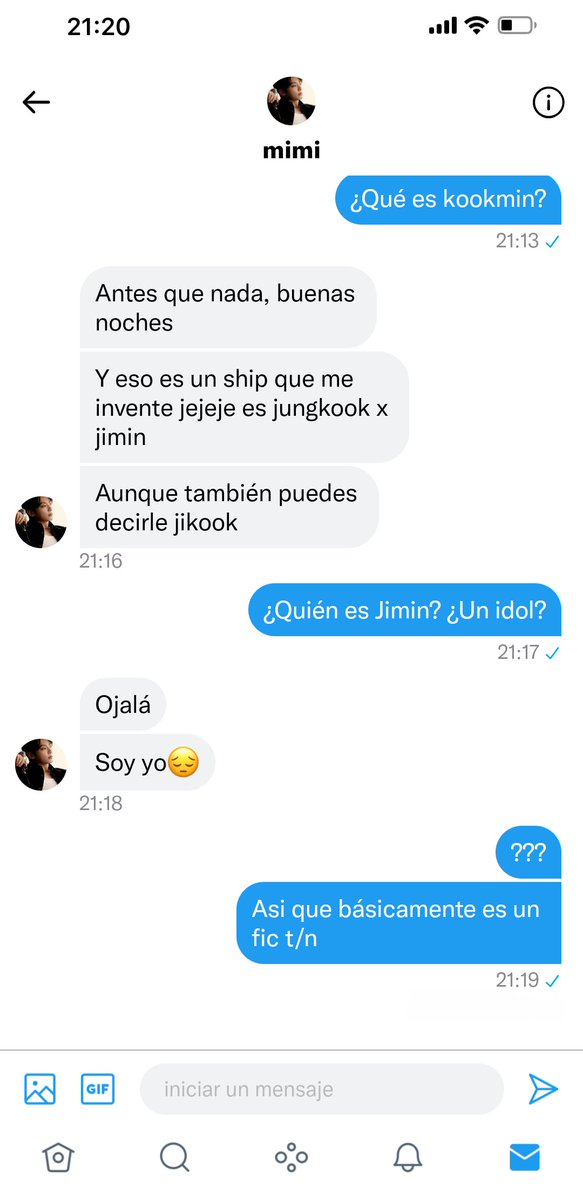 caramelkive's tweet photo. TFW ✨️ #jikook #kookmin au

En donde el idol Jungkook se topa con un fic kookmin escrito por un fan y decide enviarle un mensaje directo a dicho fan. https://t.co/owAZvtTiW0