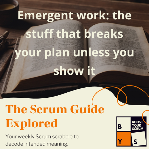 Scrumdotorg's tweet photo. Emergent doesn’t mean “we’ll figure it out later.” It means reality will reveal new work and risks continuously, so you’d better make it visible to the team and people receiving the work. https://t.co/OWSyS8rSXY @StevenDeneir  #EmergentWork #ScrumGuide #AgileTeam https://t.co/5Tc3eenUcJ