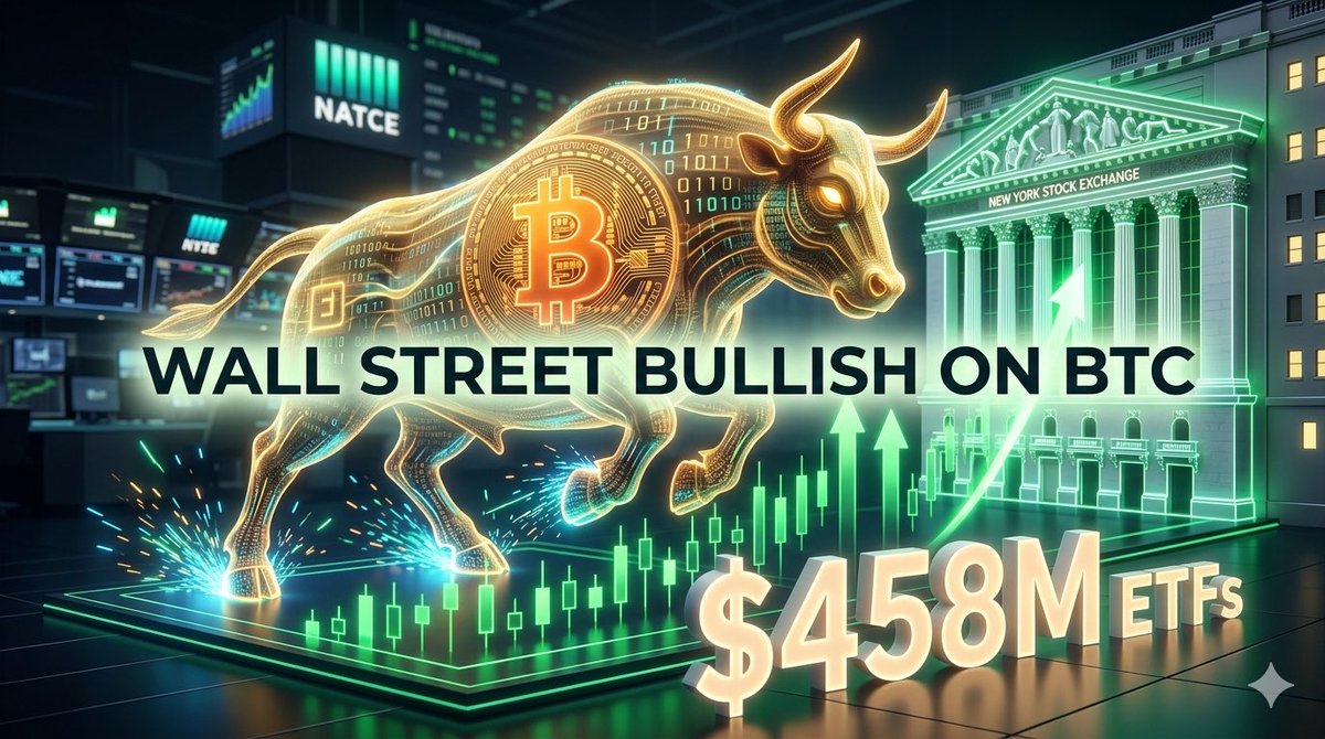 planbexe's tweet photo. A massive $458M inflow hit Bitcoin ETFs in a single day, while crypto stocks like $MSTR and $COIN are surging. Institutional appetite is back in full force, leaving Ethereum in the rearview for now.
Real capital is flowing in.

#Bitcoin #BTC #ETF #WallStreet #CryptoNews #Inflow https://t.co/uRXngFJc7G