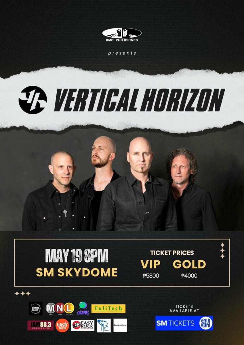 VerticalHorizon's tweet photo. Manila! We're excited to announce that we're coming back to the Philippines on Tuesday, May 19, 2026 at SM Skydome!

🎫  Tickets will be available starting Sunday, March 8, 2026 https://t.co/Tze0qwnsKp