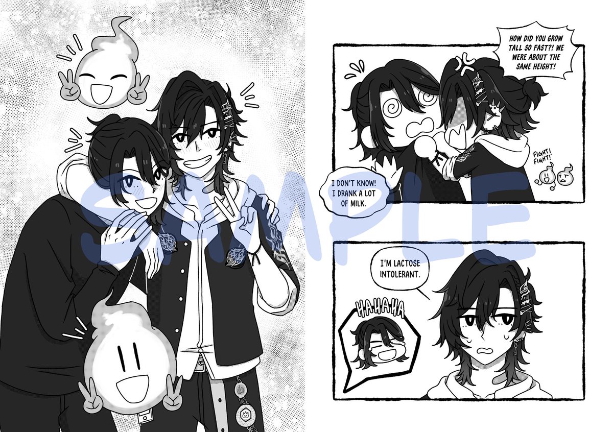 Oh yeah! Now I can show you what I did for Nanashi no Uta 3 anthology last year!

This was my first time working on a comic in B&amp;W and for print, so I kept it simple (mostly bc I wasn't sure of the reading direction since I was the only EN 😅)