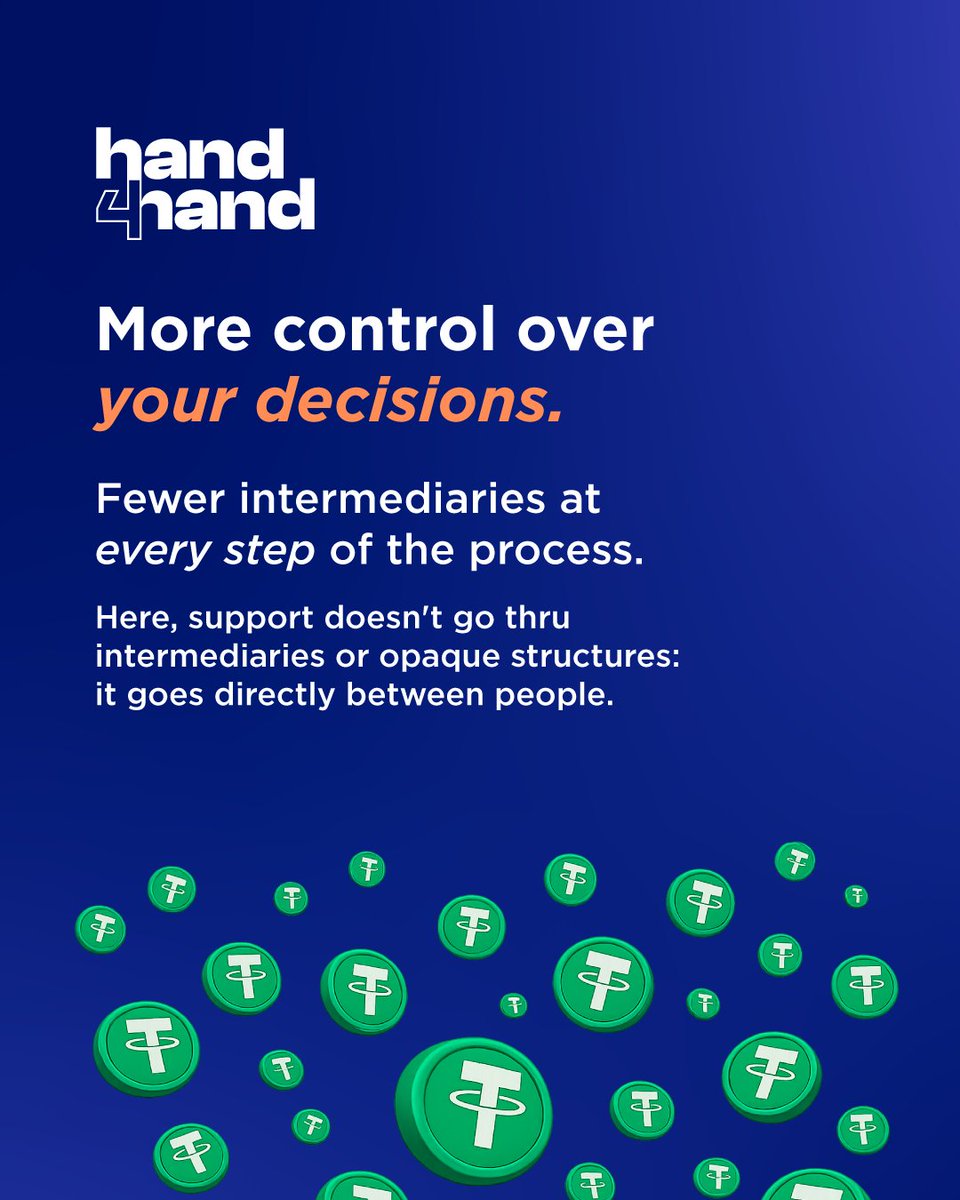 Hand4hand_Asia's tweet image. In many traditional systems, your funds go thru accounts you don't control.

At Hand4Hand, no.
Here, you don't "deposit" or hand over custody.

#Hand4Hand #RealControl #OwnWallet #ClearBlockchain #ConsciousParticipation