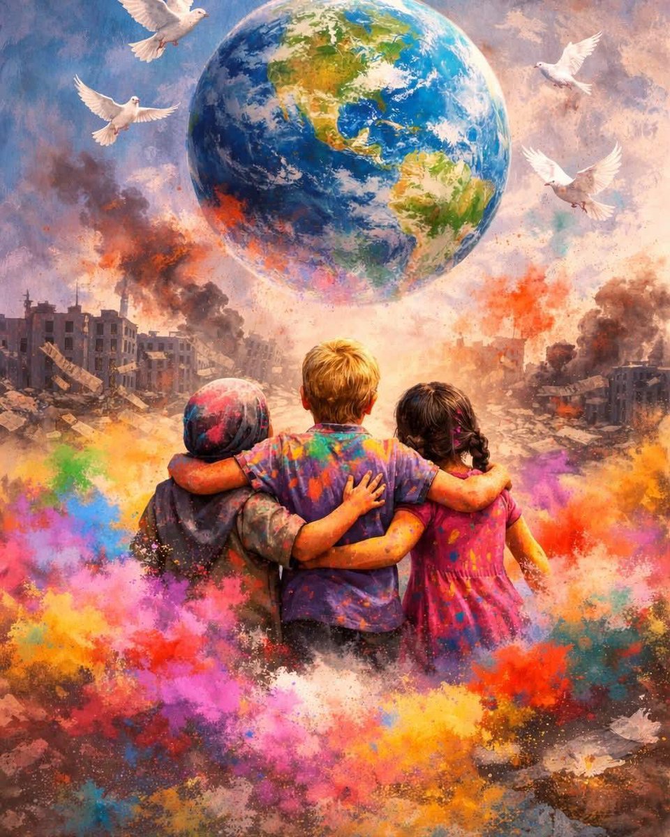 While some skies burn,
let us still throw colours into the wind 
not in celebration alone,
but in prayer for a peaceful world.

Happy Holi. 
Let us choose love. Let us choose peace.