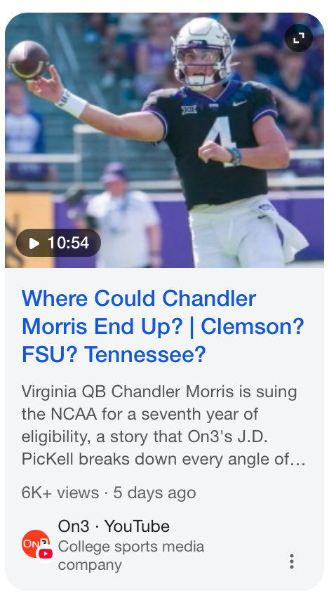 I know this is pure speculation, but if Chandler Morris wins his case for another year of eligibility, you’d be foolish not to pursue. Timing wise, it wouldn’t be much different from when we brought Joey in last year. With Morris at QB you’re a playoff, &amp; national title contender