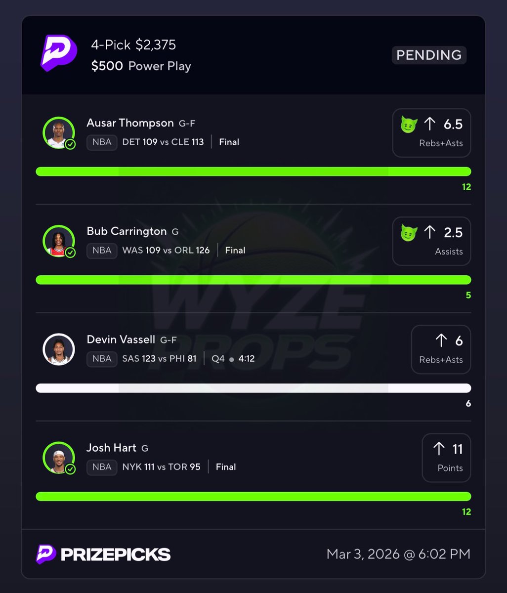 $100 to ONE Person that Likes ASAP 💚 ⤵️

I hope you saw it in time 🤑

$2,375 Win 🏆 ✅

All Plays Here ➡️ dubclub.win/wyzeprops/