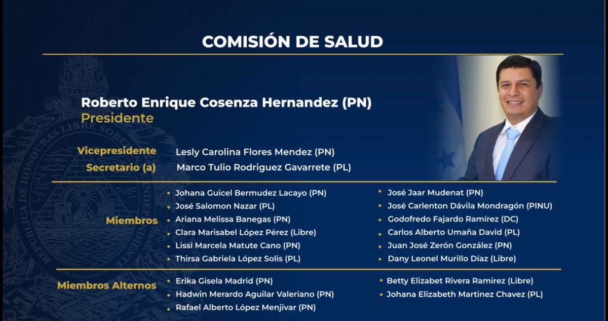 Asumimos con responsabilidad la Presidencia de la Comisión de Salud del Congreso Nacional. Trabajaremos en equipo para fortalecer el sistema sanitario y respaldar decisiones que beneficien al pueblo hondureño. No les vamos a fallar. 🇭🇳
