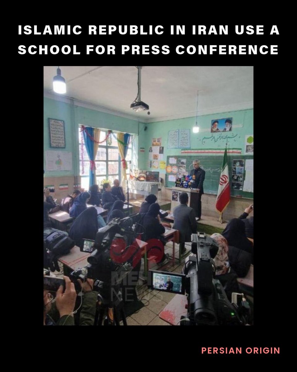 elishkaa's tweet photo. Islamic Republic is using schools to house military force and hold press conferences #WarCrimes https://t.co/HKZu38Z8Zy