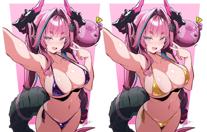 いつも通り基本色変更だけでテカテカビキニの色を変える 