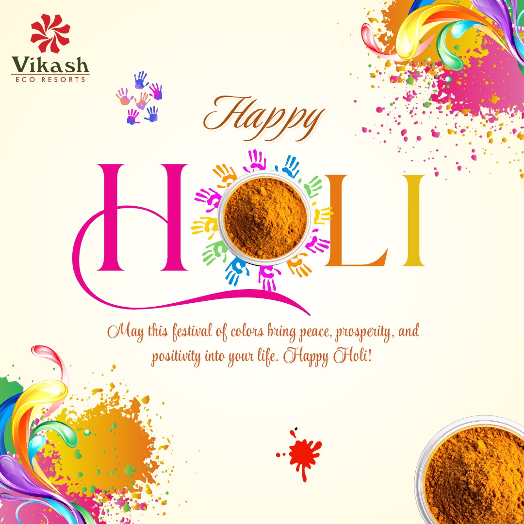 EcoVikash's tweet photo. Happy Holi 🫟 May this festival of colors bring elegance to your moments and warmth to your celebrations. 
With heartfelt wishes, Vikash Eco Resort. 🌸

#Holi2026 #vikashecoresorts #FestivalOfColours #holifestival https://t.co/Hg5gfsBK9A