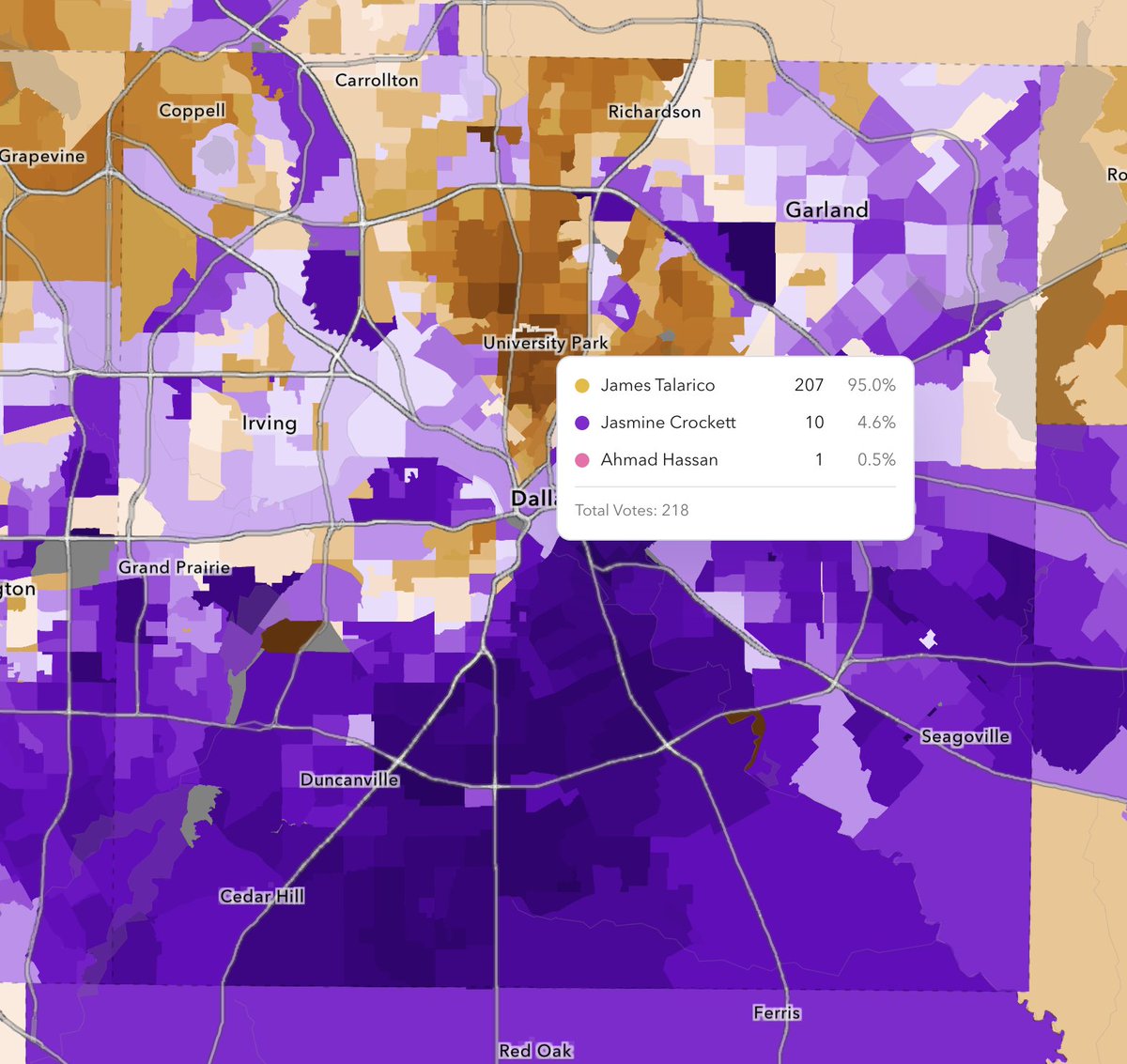 umichvoter's tweet image. Talarico getting 95% of the vote in University Park in Dallas County
