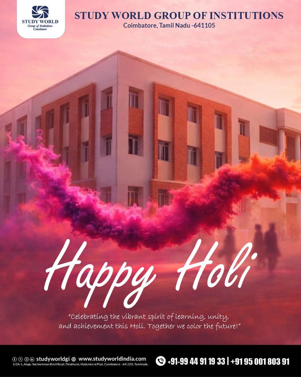 StudyWorldGI's tweet photo. Let the colours of knowledge, unity and success brighten your journey this Holi 🌸

#HappyHoli
#studyworldgroupofinstitutions https://t.co/h1T8sBjP4w