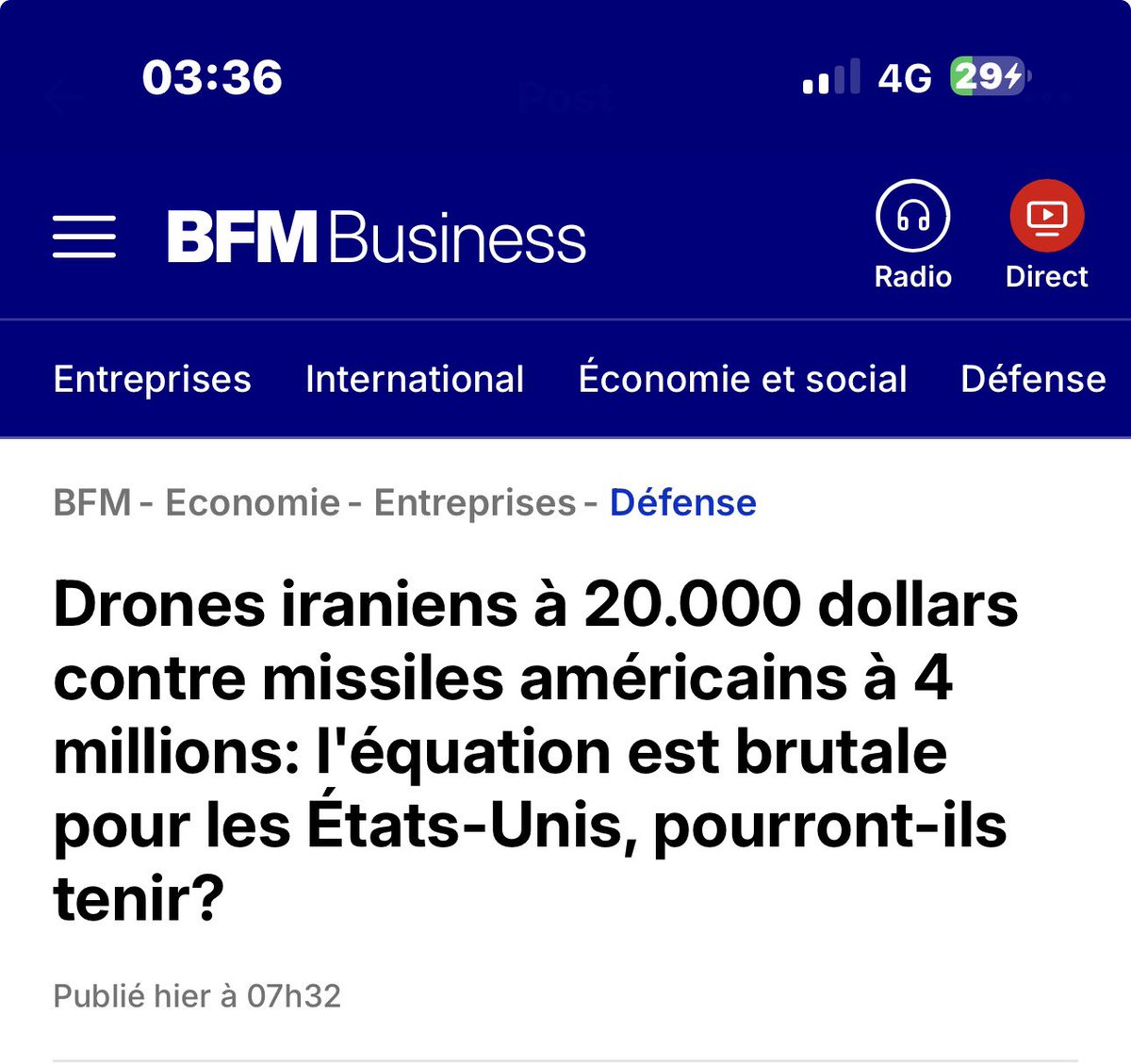 Quelle humiliation ! L’Iran refuse le cessez-le-feu alors que les États-Unis seraient déjà à court de stock.