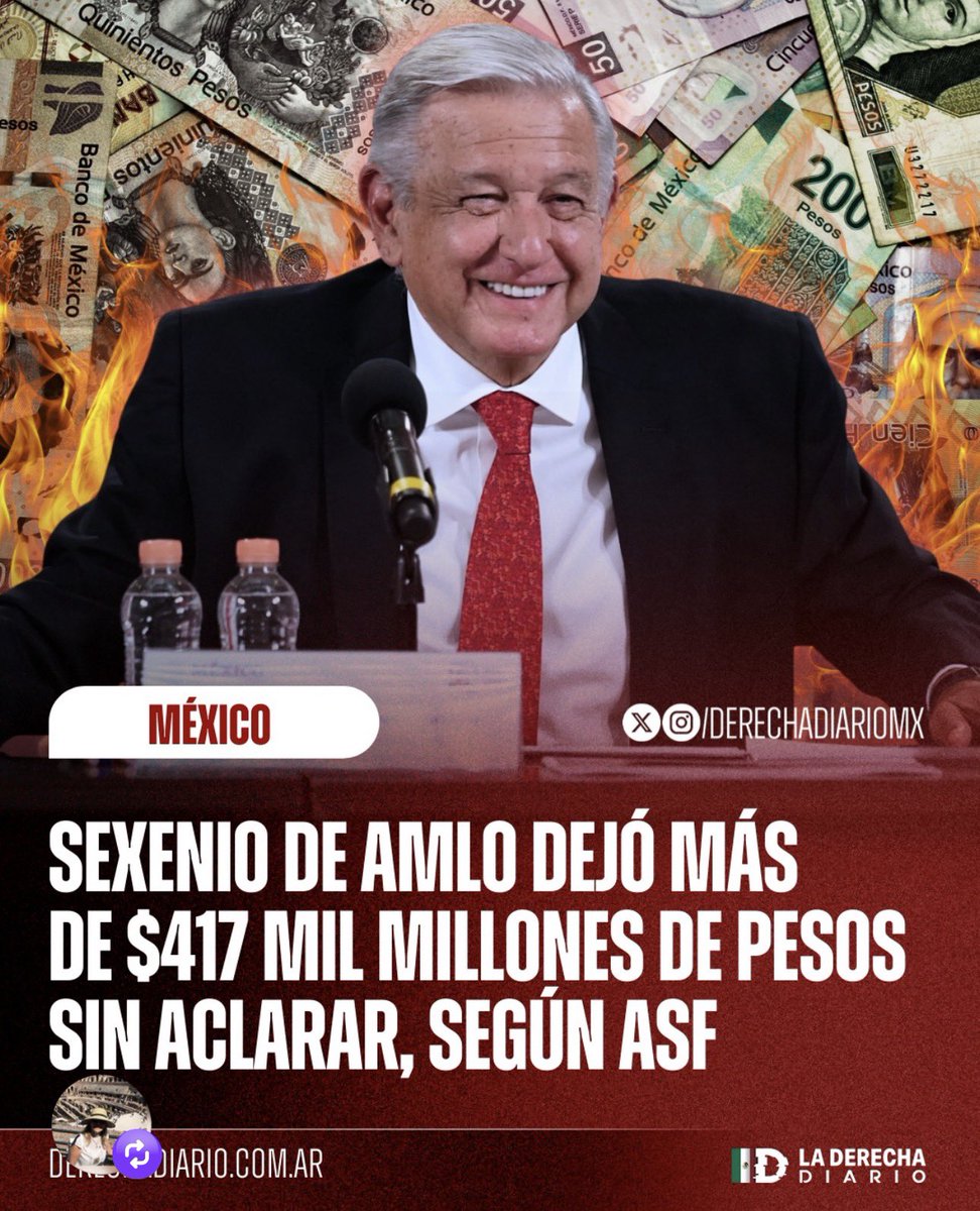Y eso es lo que se pudo rastrear o lo que quieren dar a conocer, ¿se imaginan cuál será la cifra REAL de lo que SE ROBÓ <a href="/lopezobrador_/">Andrés Manuel</a>?