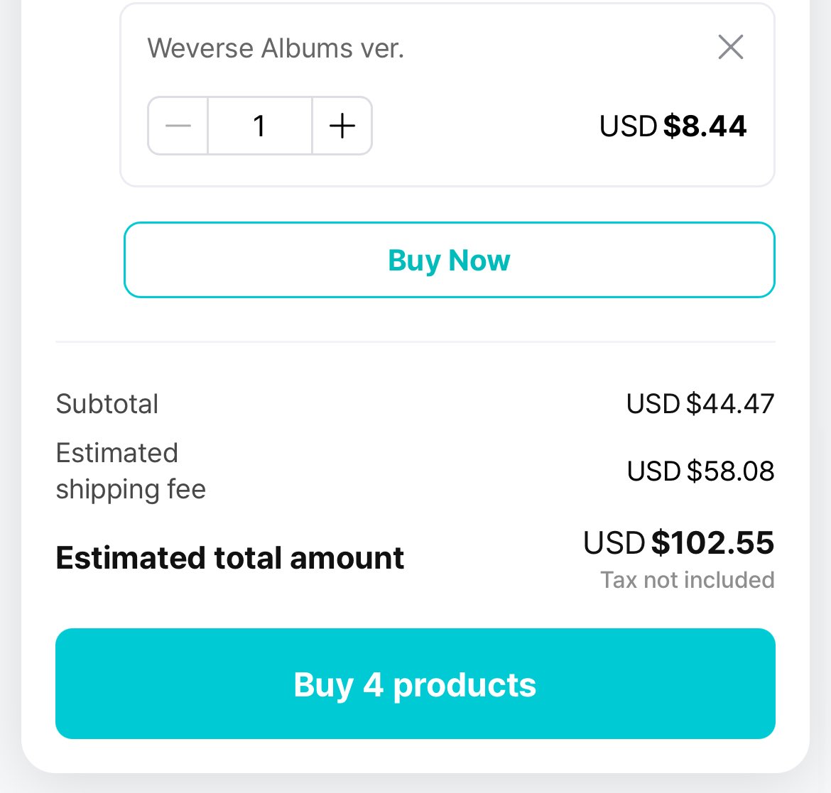 Como que 58 dolares de envío 😭😭😭😭😭😭😭😭 literalmente como si comprara el doble (mis productos solo hacen 44dolares) weverse pq eres así 😭😭😭