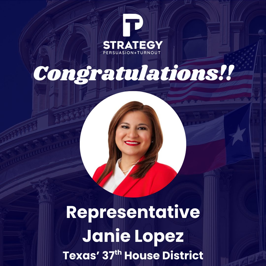 Congratulations to <a href="/JanieLopezForTX/">Janie Lopez Texas State Representative</a> on winning the Republican primary for Texas's 37th House District!