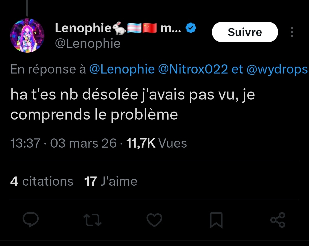 Et après elle fait la vicos d'etre tej des orga trans.