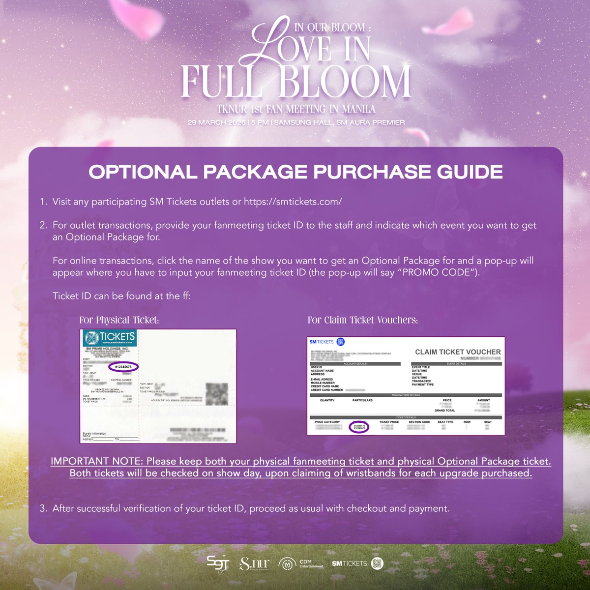 ChowDer, let's get ready for  #TKNur1stFMinManila!

Review the FAQ and Optional Package Purchase Guide below so you're well prepared for the ticket selling.

Plus, check out these links for more info:
📍 smtickets.com/faqs
📍 smtickets.com/outlets

Tickets go on sale March