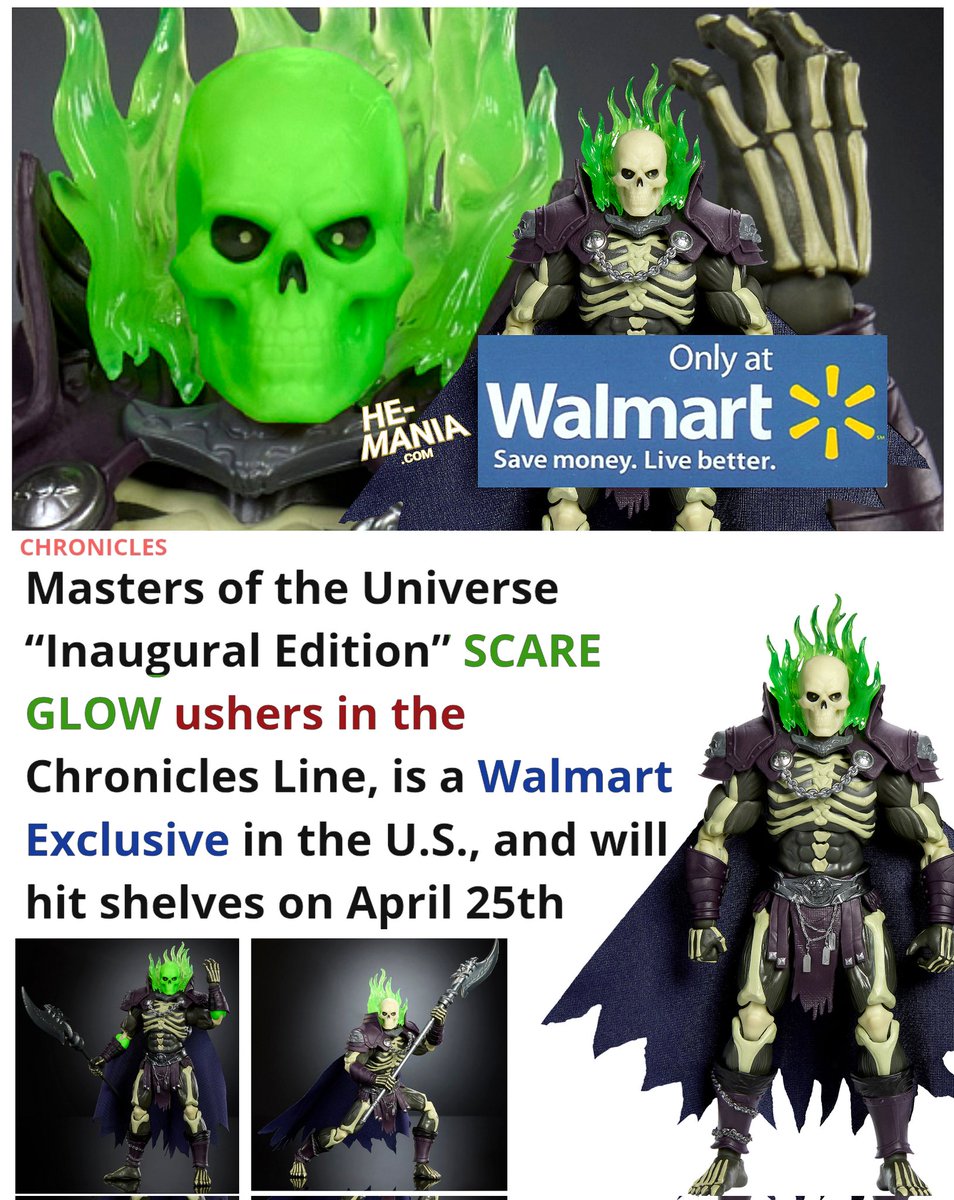 Masters of the Universe "Inaugural Edition" SCARE GLOW ushers in the Chronicles Line, is a Walmart Exclusive in the U.S., and will hit shelves on April 25th!

Details at He-Mania .com 💥 

#MastersoftheUniverse #MOTU #MOTUMovie #HeManMovie #MastersoftheUniverseMovie