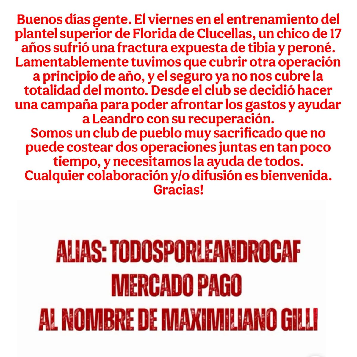 Agradecemos la difusión para poder ayudar a Leandro.
instagram.com/reel/DVcQu-QkZ…
instagram.com/reel/DVcesNCEW…