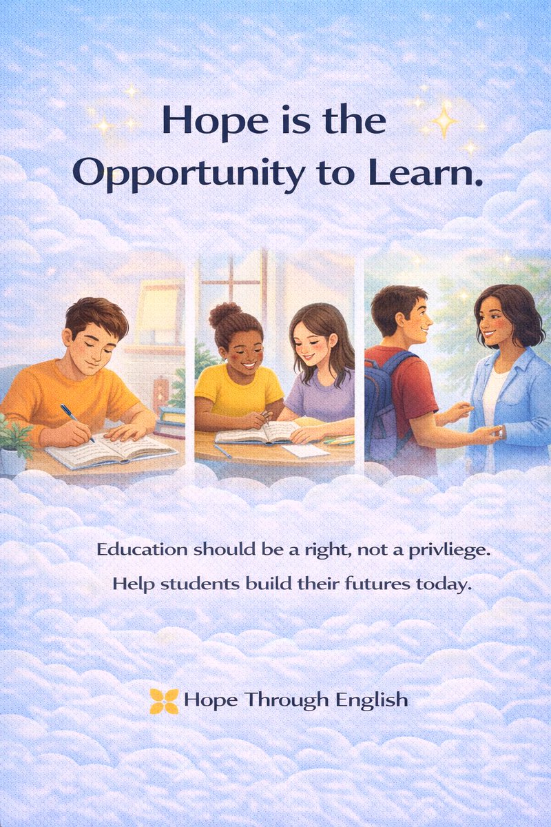 HopeThrEnglish's tweet photo. Hope is more than a word — it’s opportunity. 📚✨  

Every lesson taught is confidence built. Every new word learned is a door opened.  

At Hope Through English, we believe education should be a right, not a privilege. Join us in giving students free education! https://t.co/NmU0t4l6Nc
