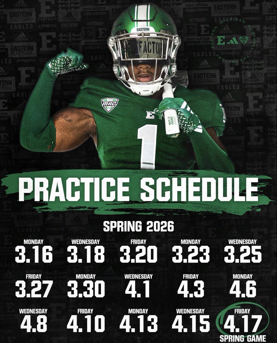 Looking forward to attending a upcoming spring practice thank you for the invite <a href="/Coach_Creighton/">Chris Creighton</a> <a href="/CoachTee34/">Kasey Teegardin</a> <a href="/CoachTMunson/">Trevor Munson</a> <a href="/CoachOmli/">Tate Omli</a> <a href="/CoachTee34/">Kasey Teegardin</a> <a href="/AllenTrieu/">Allen Trieu</a>  <a href="/ErikCampbell/">Coach Erik Campbell</a> <a href="/CoachBHumbert/">Brock Humbert</a> <a href="/btroher14/">Bryce Troher</a> <a href="/EMUFBRecruiting/">EMU Football Recruiting</a> <a href="/EMUFB/">Eastern Michigan Football</a>