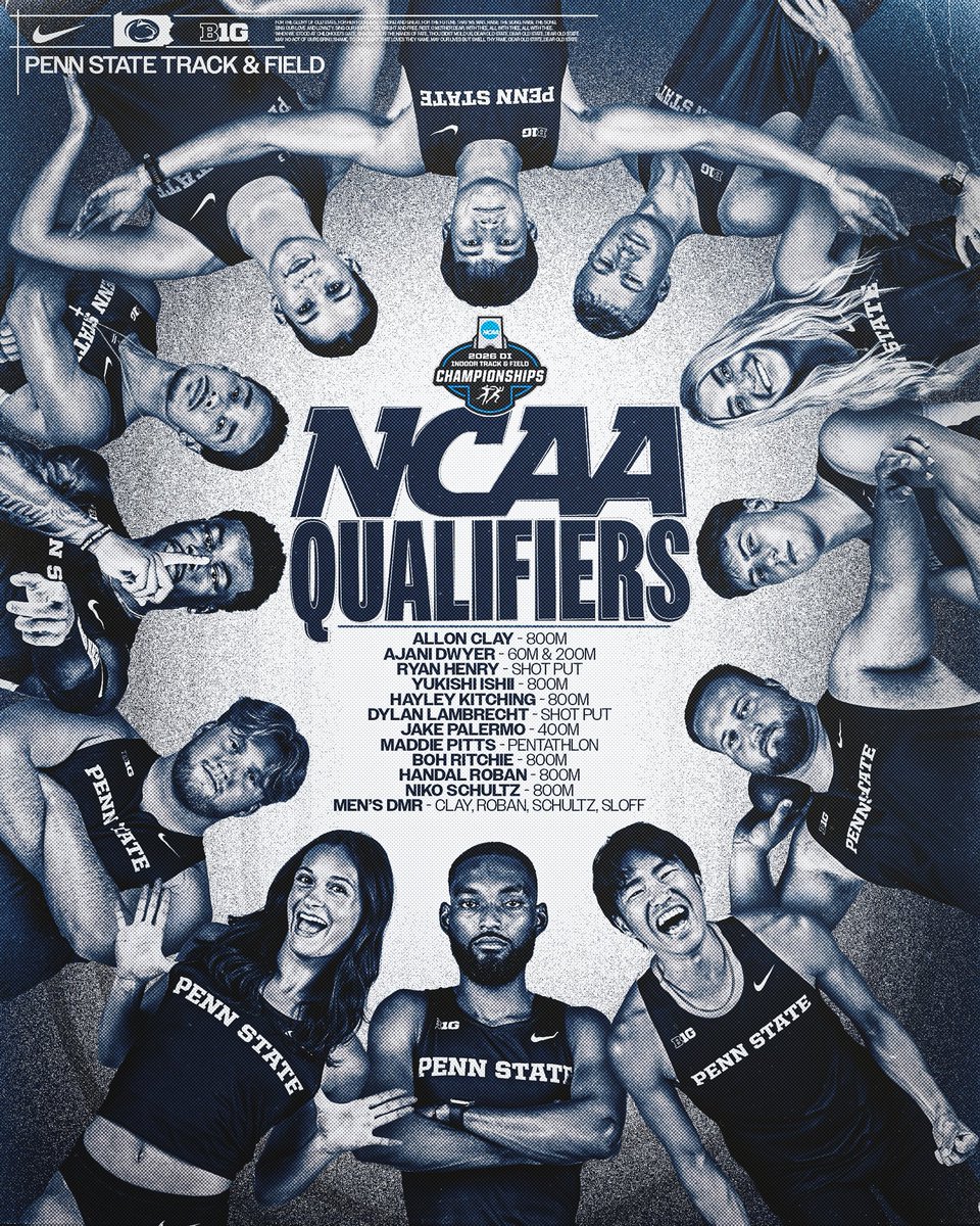 PennStateTFXC's tweet photo. Our indoor @NCAATrackField qualifiers 🚨🤩

#WeAre | #PSUTF https://t.co/hi3oFNoYML